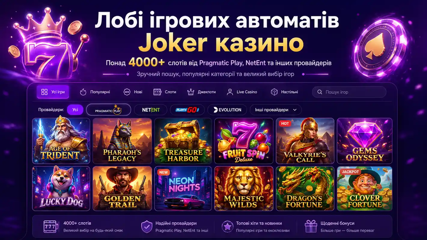 Joker казино &mdash; головна сторінка з ігровими автоматами та слотами 2026